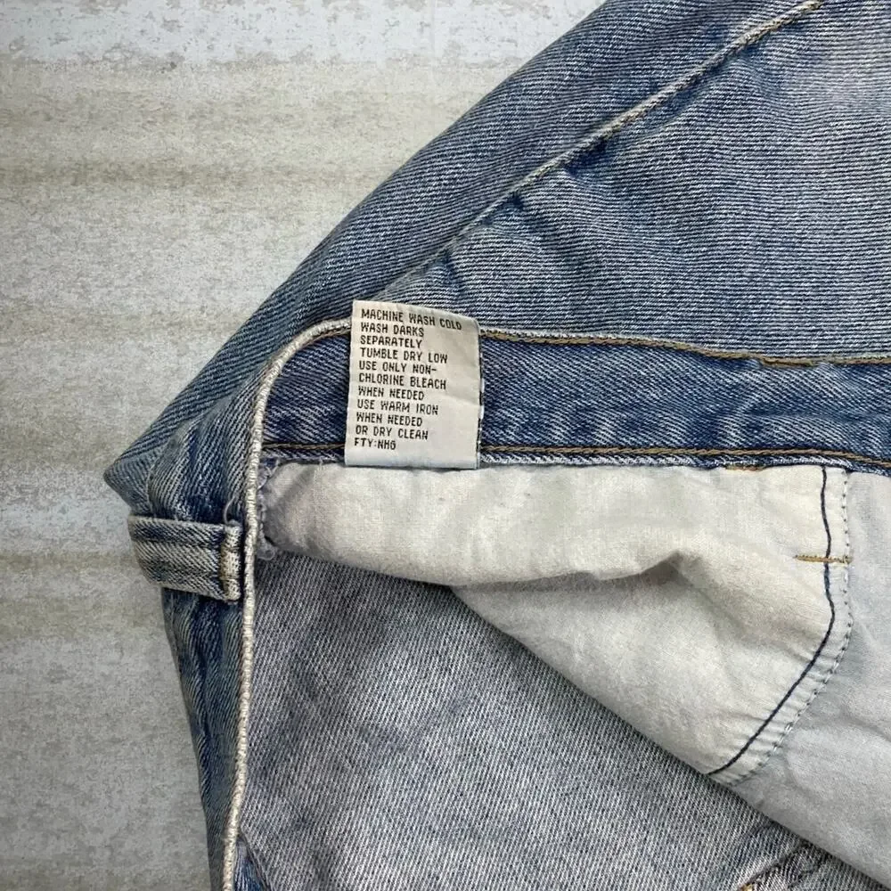 Vintage 90s Bugle Boy Carpenter Jean Shorts 42x13 Light Wash Denim 13
